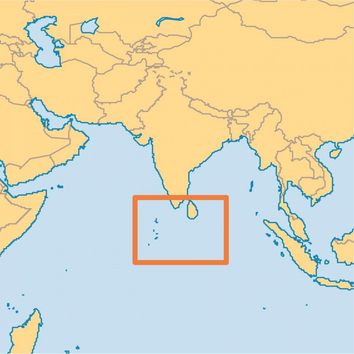 马尔代夫岛上的位置的世界地图