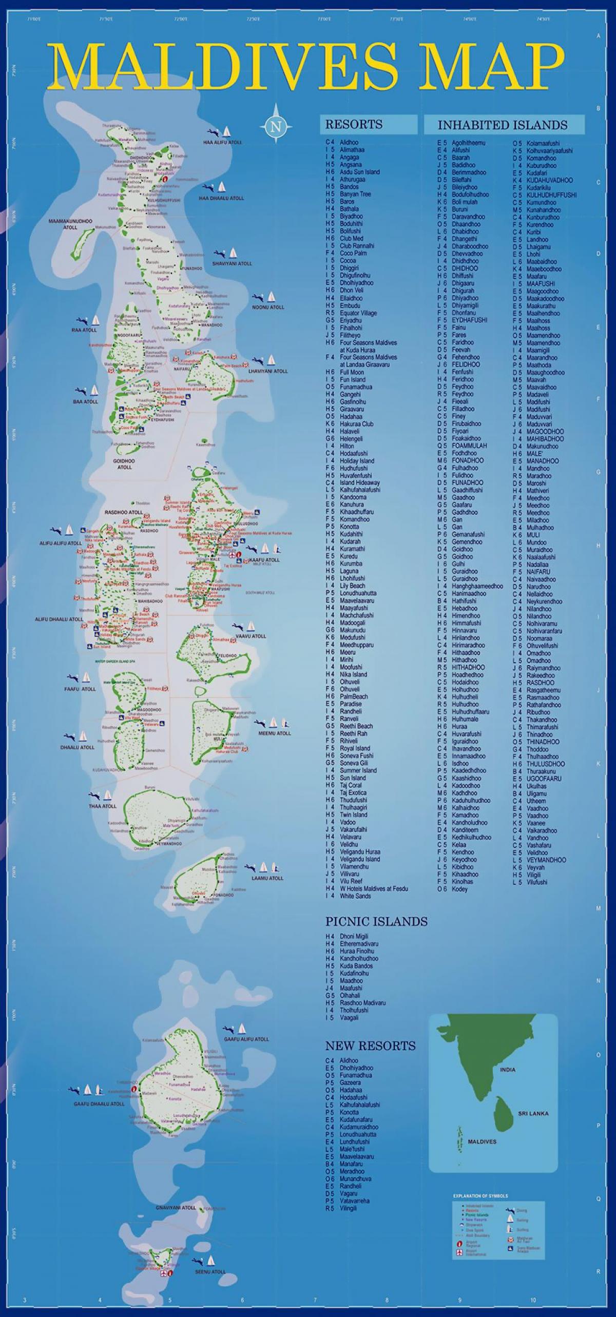 地图马尔代夫群岛度假村