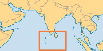 马尔代夫岛上的位置的世界地图