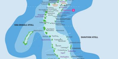 马尔代夫度假村位置的地图